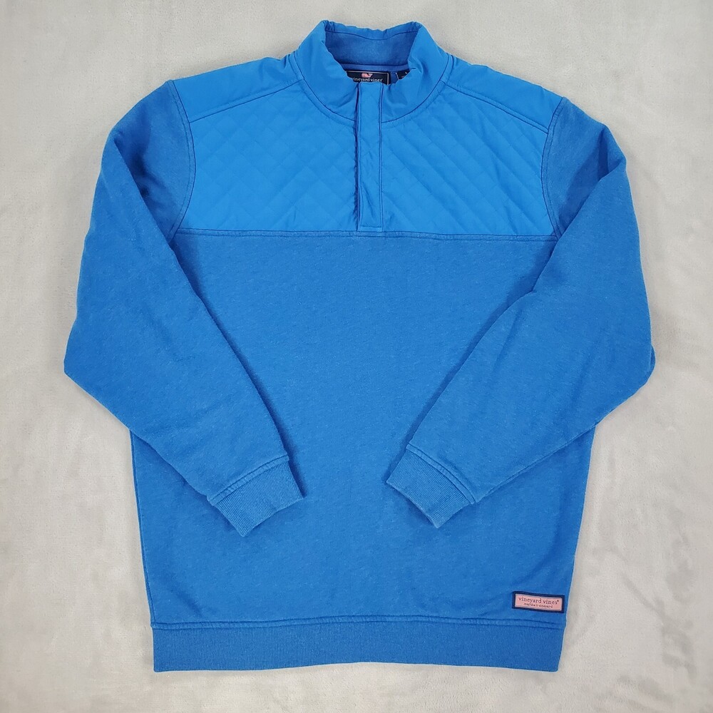 Vineyard Vines Sweater Mens Large Quilted Nylon Shep Shirt 1/4 Snap French Terry